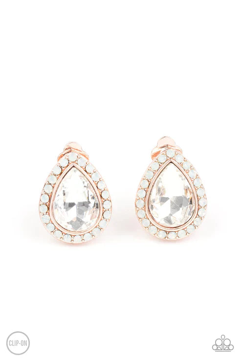 Paparazzi Cosmic Castles - Rose Gold Clip On Earrings (PZ-5070)