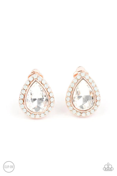 Paparazzi Cosmic Castles - Rose Gold Clip On Earrings (PZ-5155)