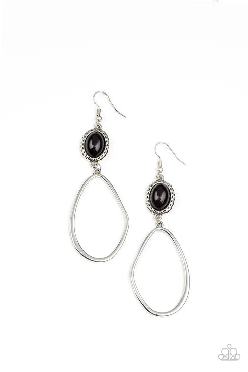 Adventurous Allure - Black Paparazzi Earrings (PZ-4652)