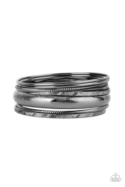 Stackable Stunner - Black Paparazzi Bracelet (PZ-5372)
