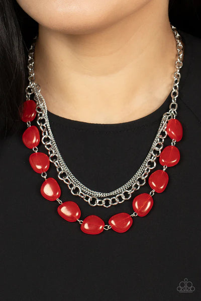 Pumped Up Posh - Red Paparazzi Necklace (PZ-355)