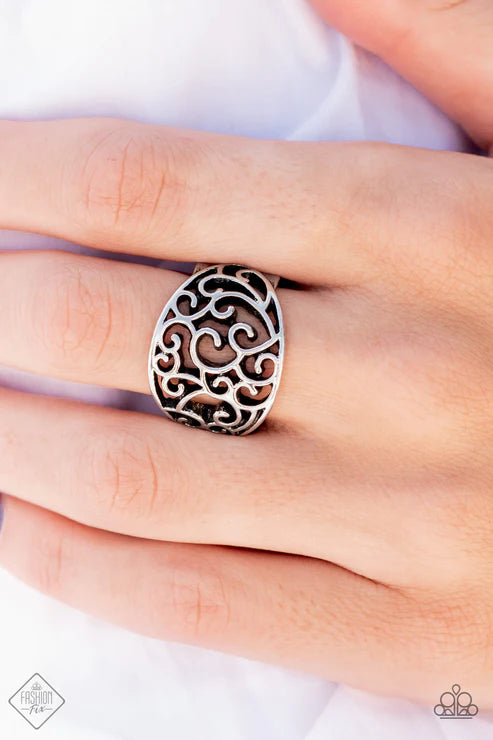 Dreamy Date Night - Silver Paparazzi Ring (T13)