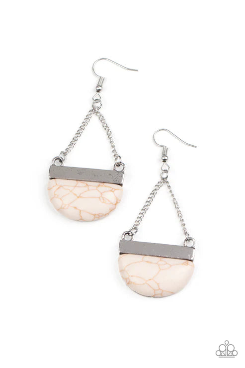 Mesa Mezzanine - White Paparazzi Earrings (PZ-5547)