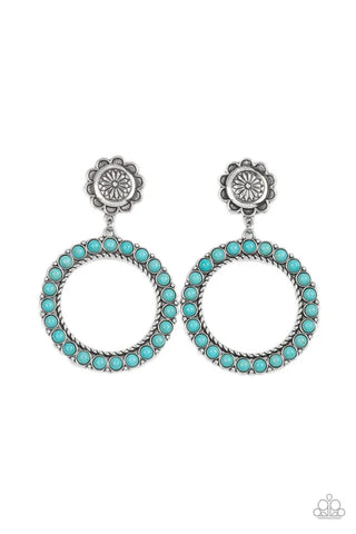 Playfully Prairie - Blue Paparazzi Post Earrings (PZ-4830)