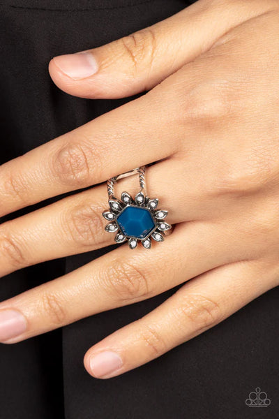 Wonderfully Wallflower - Blue Paparazzi Ring (T32)