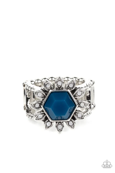 Wonderfully Wallflower - Blue Paparazzi Ring (T32)