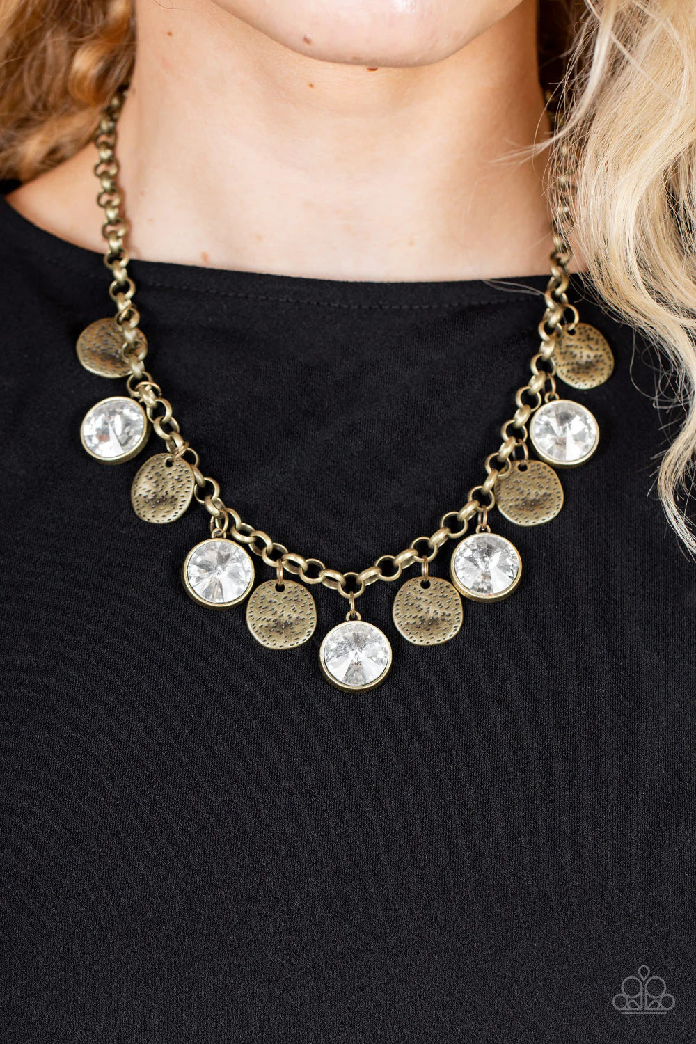 Spot On Sparkle - Brass Necklace - Paparazzi Accessories (PZ-111)
