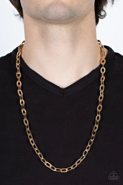 Interference - Gold Paparazzi Mens Necklace