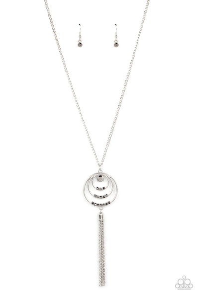 Spiraling Sparkle - Silver Necklace - Paparazzi Accessories (PZ-3796)