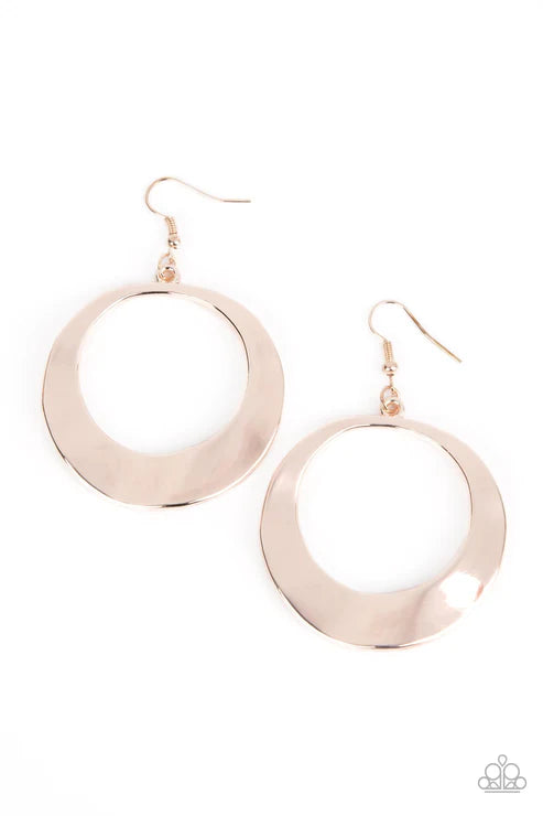 Urban Eclipse - Rose Gold Paparazzi Earrings (PZ-5279)