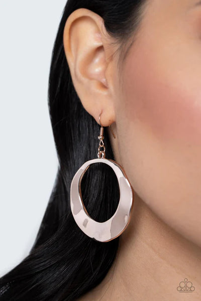 Urban Eclipse - Rose Gold Paparazzi Earrings (PZ-5279)