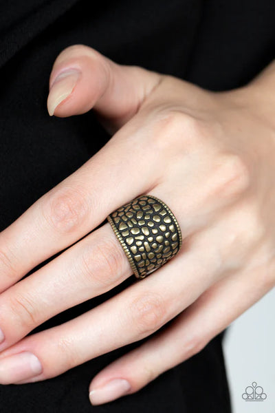 Dotted Decorum - Brass Paparazzi Ring (T76)