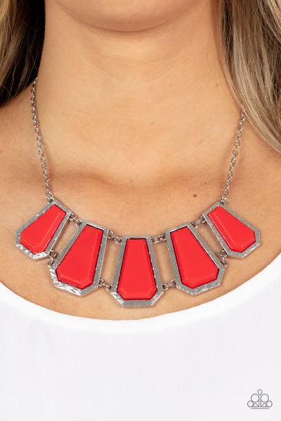Stellar Heiress - Red Paparazzi Necklace (PZ-5458)
