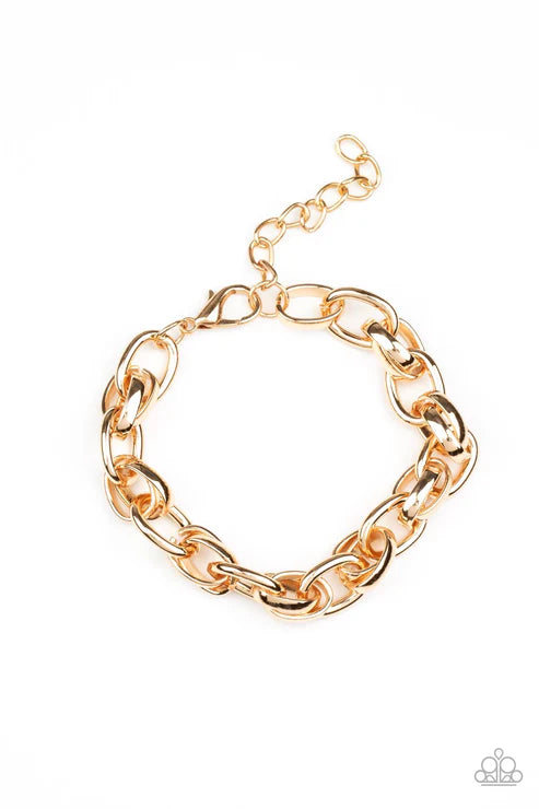 Rookie Roulette - Gold Men's Paparazzi Bracelet (PZ-5398)
