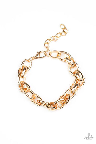 Rookie Roulette - Gold Men's Paparazzi Bracelet (PZ-5398)