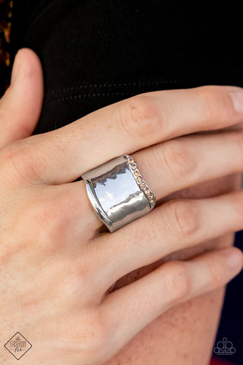 Brilliantly Bordered - Brown Paparazzi Ring (T63)