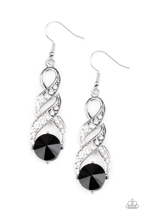 High-Ranking Royalty - Black Paparazzi Earrings  (PZ-4979)