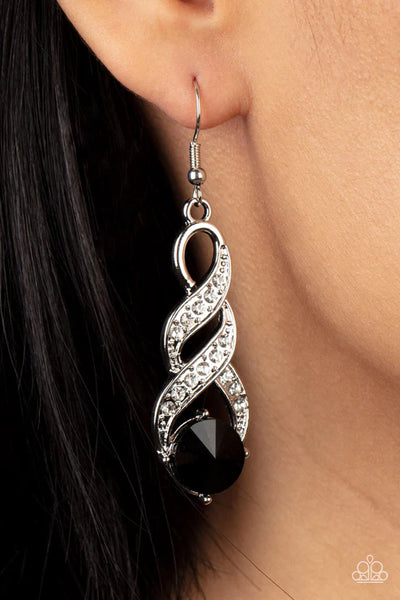 High-Ranking Royalty - Black Paparazzi Earrings  (PZ-4979)