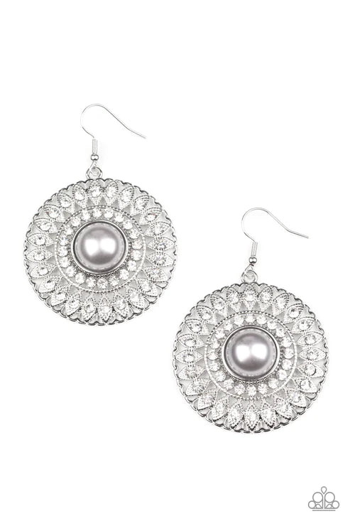 Glorified Glitz - Silver Paparazzi Earrings (PZ-5330)