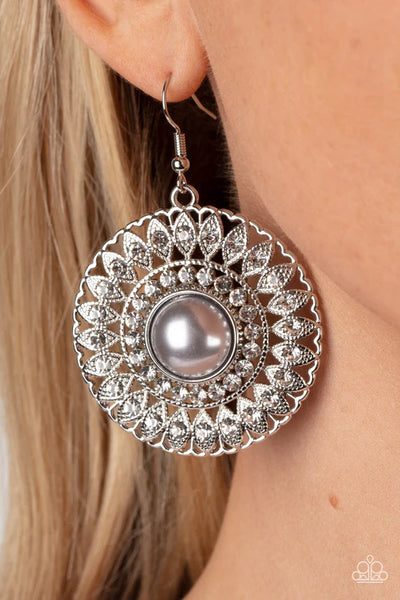 Glorified Glitz - Silver Paparazzi Earrings (PZ-5330)