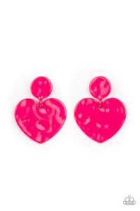 Just a Little Crush - Pink ♥Paparazzi ♥  Post Earrings (#PZ-5418)