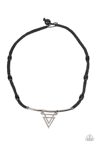 Arrowed Admiral - Black Necklace - Paparazzi Accessories (PZ-5097)