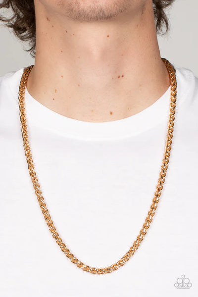 Metro Monopoly - Gold Paparazzi Mens Necklace