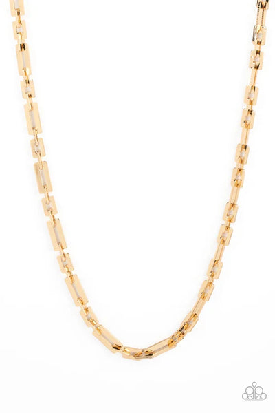 Rocket Zone - Gold Paparazzi Men's Necklace (PZ-5609)
