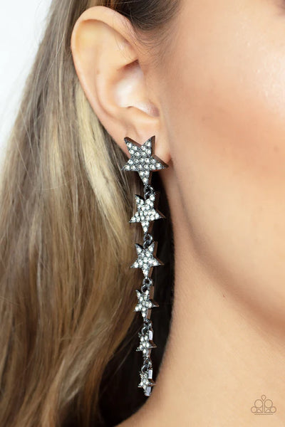 Americana Attitude - Black Paparazzi Post Earrings