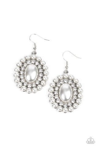 Dolled Up Dazzle - White Paparazzi Earrings (PZ-1968)