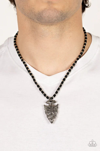 Get Your ARROWHEAD in the Game - Black Paparazzi Urban Necklace (PZ-5113)
