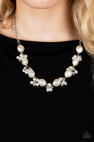 Rolling with the BRUNCHES - White Paparazzi Necklace (PZ-590)