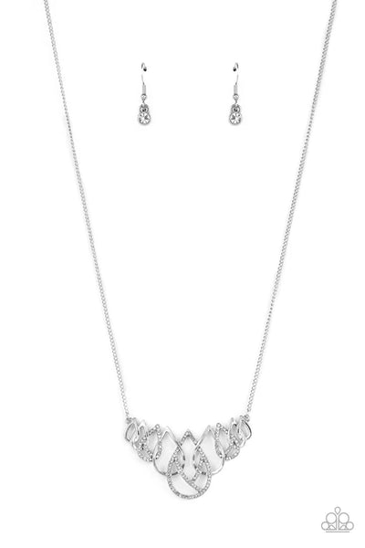 Thunderstruck Teardrops - White Paparazzi Necklace (PZ-5374)