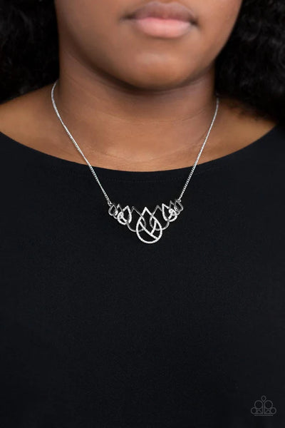 Thunderstruck Teardrops - White Paparazzi Necklace (PZ-5374)