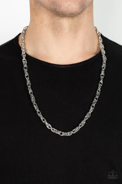 Chopper Hopper - Silver Mens Paparazzi Necklace (PZ-5384)
