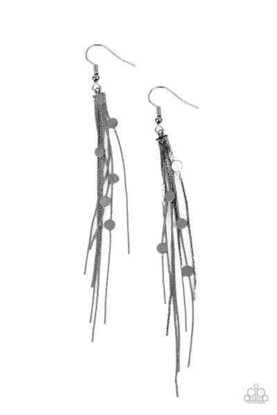 Cosmic Cascade - Black Paparazzi Earrings