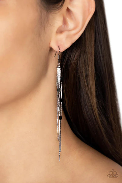 Cosmic Cascade - Black Paparazzi Earrings