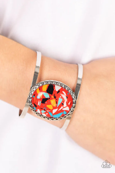 Tantalizingly Terrazzo - Red Paparazzi Bracelet (PZ-539)