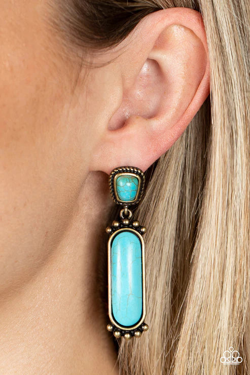 Southern Charm - Brass Paparazzi Post Earrings
