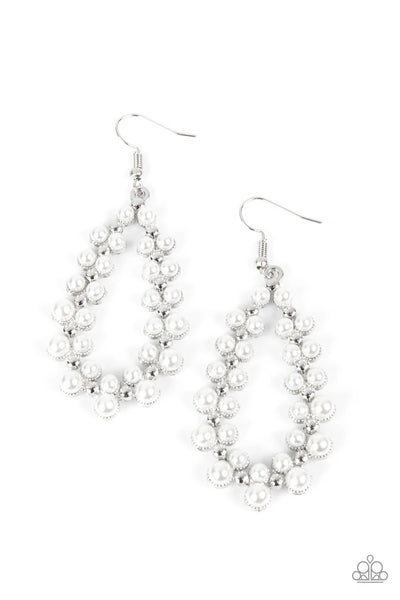 Absolutely Ageless - White Earrings - Paparazzi Accessories (PZ-5091)