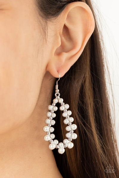 Absolutely Ageless - White Earrings - Paparazzi Accessories (PZ-5091)