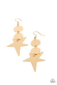 Star Bizarre - Gold Paparazzi Earrings (PZ-5709)