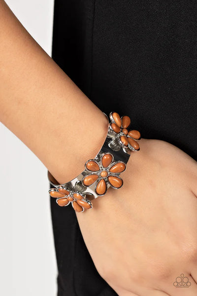 Desert Flower Patch - Brown Paparazzi Bracelet (PZ-5032)