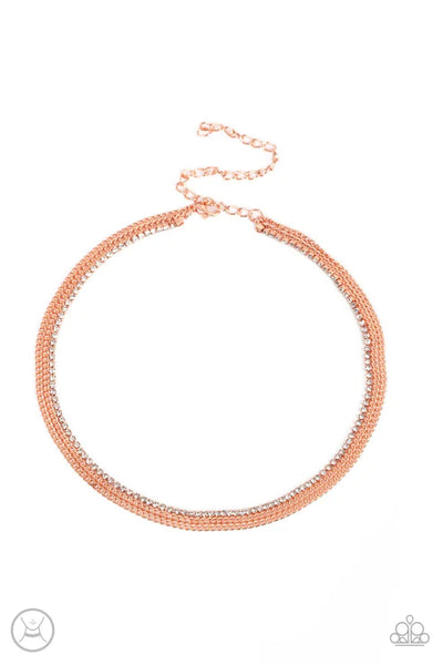 Glitzy Gusto - Copper Paparazzi Necklace (PZ-5383)