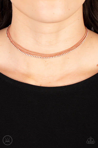 Glitzy Gusto - Copper Paparazzi Necklace (PZ-5383)