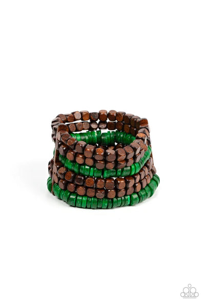 Fiji Fiesta - Green Paparazzi Bracelet (PZ-4743)