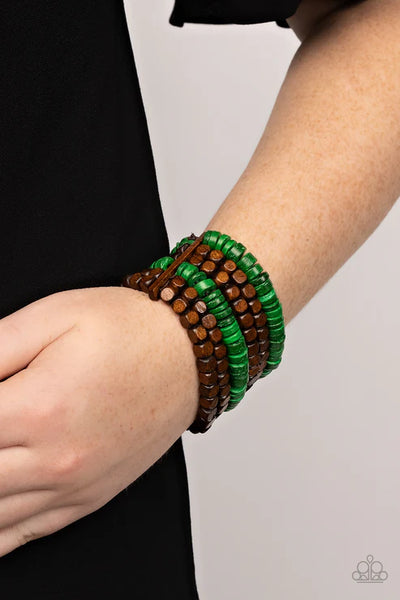 Fiji Fiesta - Green Paparazzi Bracelet (PZ-4743)