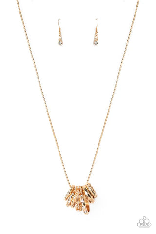 Audacious Attitude - Gold Paparazzi Necklace (PZ-5398)