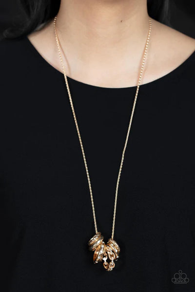 Audacious Attitude - Gold Paparazzi Necklace (PZ-5398)