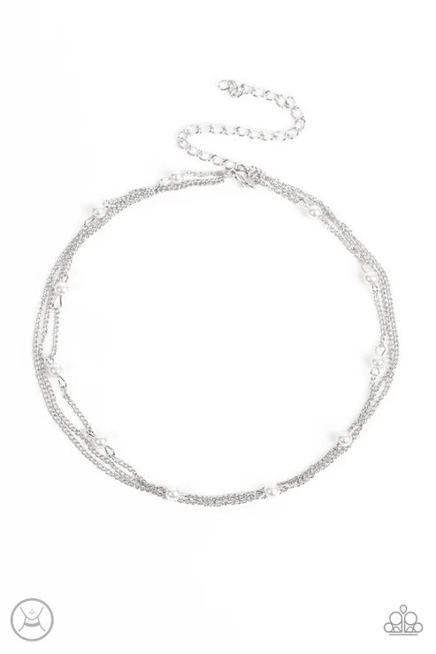 Daintily Dapper - White Paparazzi Necklace  (PZ-1662)